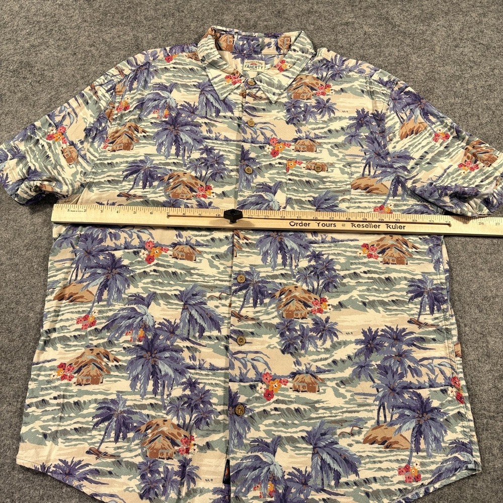 Faherty Shirt Mens 2XL Multicolor Hawaiian Palm Camp‎ Short Sleeve Button Up - Picture 5 of 8